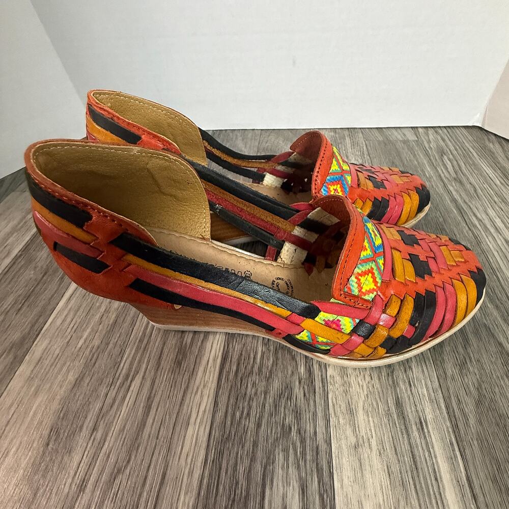 Mexicanissima Handmade Woven Leather Huarache Sandals Women’s Size 5 Multicolor
